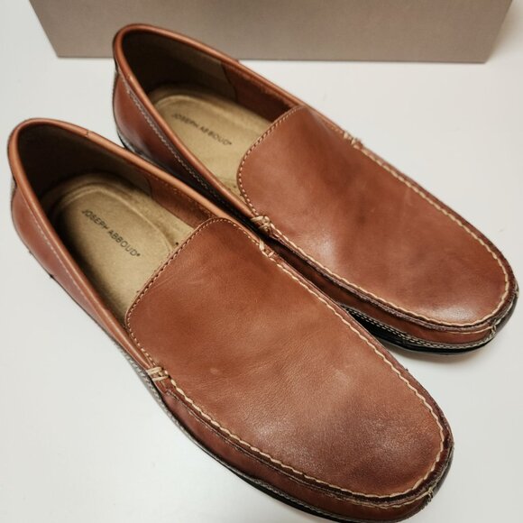 Joseph Abboud Royce Tan/Dark Brown Driving Mocs Loafers Men's 9 Leather Upper - Picture 4 of 16